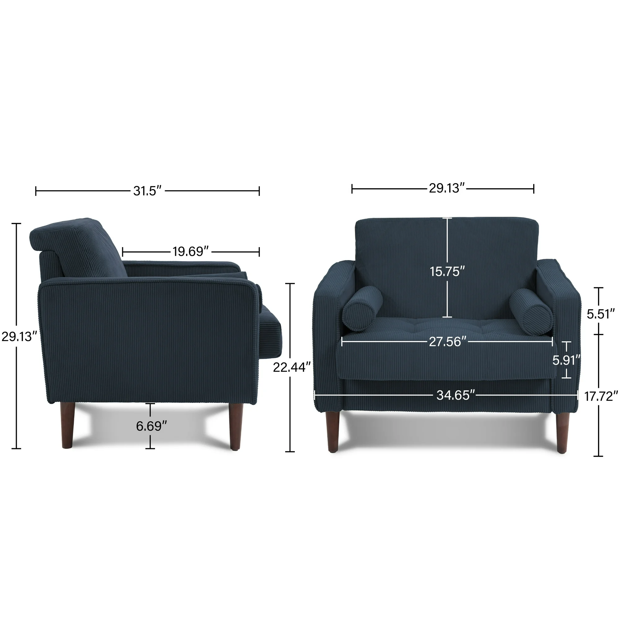 Modern Upholstered Corduroy Accent Chairs - Image 4