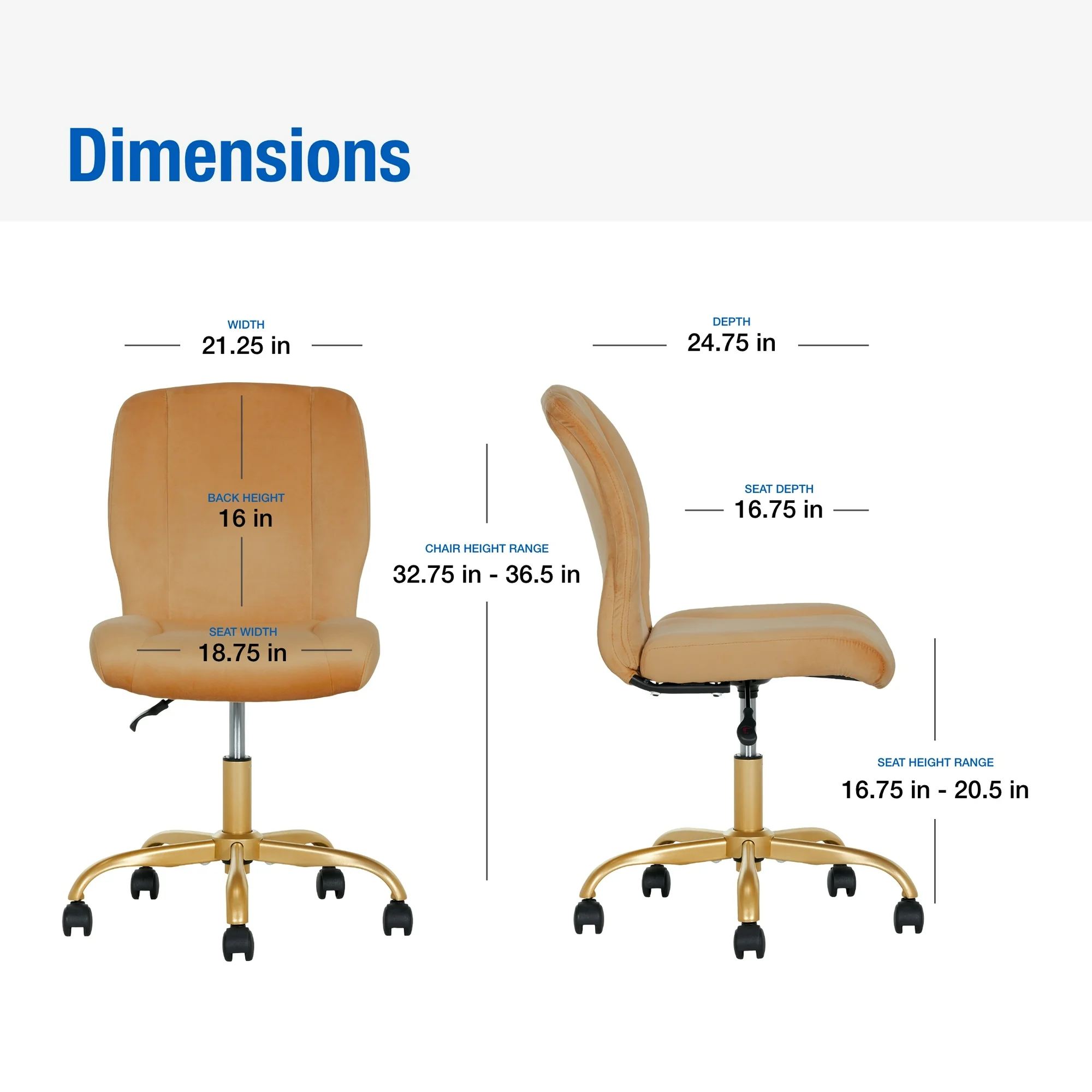 Plush Velvet Office Chair, Dusty Gold - Image 2