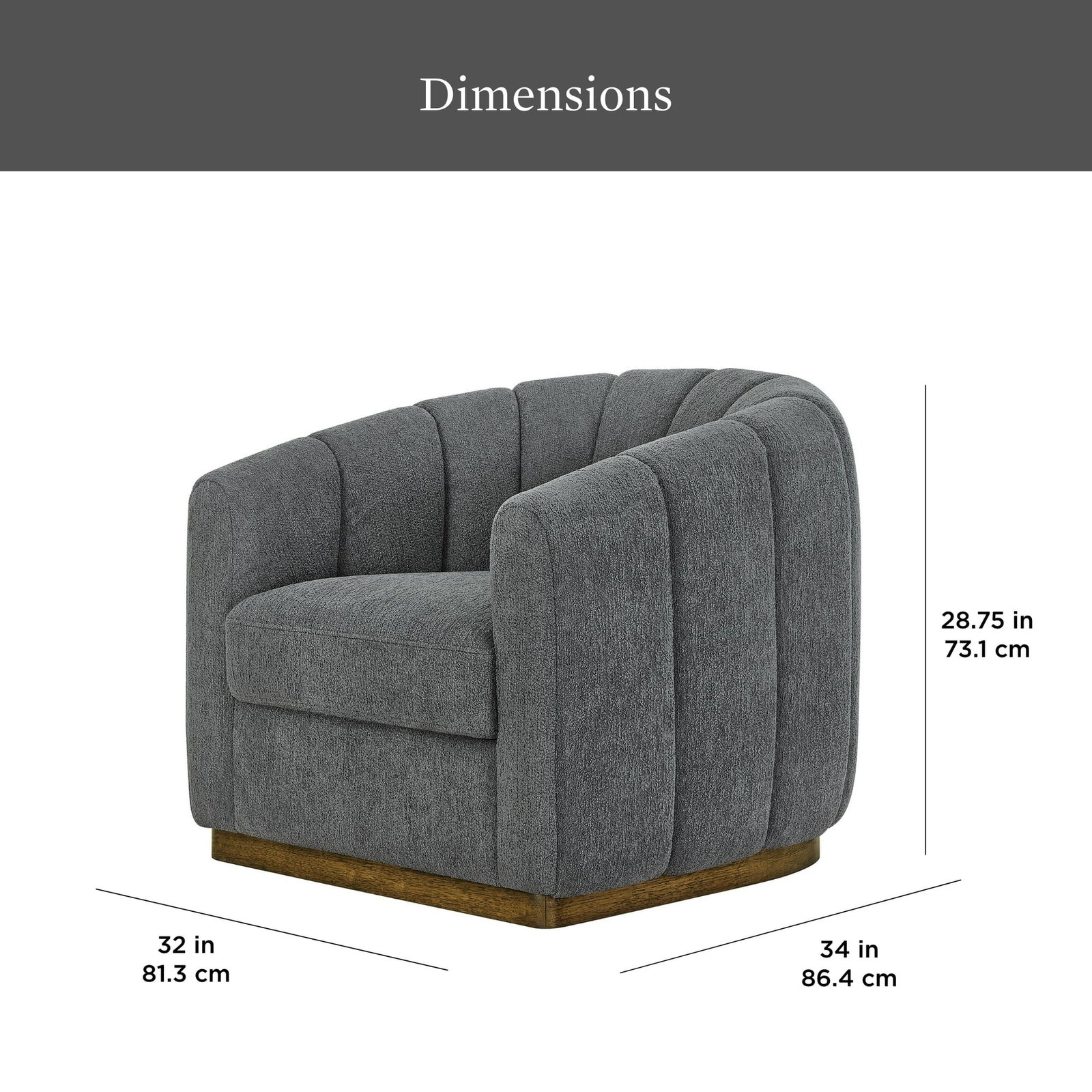 Accent Swivel Chair, Charcoal Boucle - Image 3