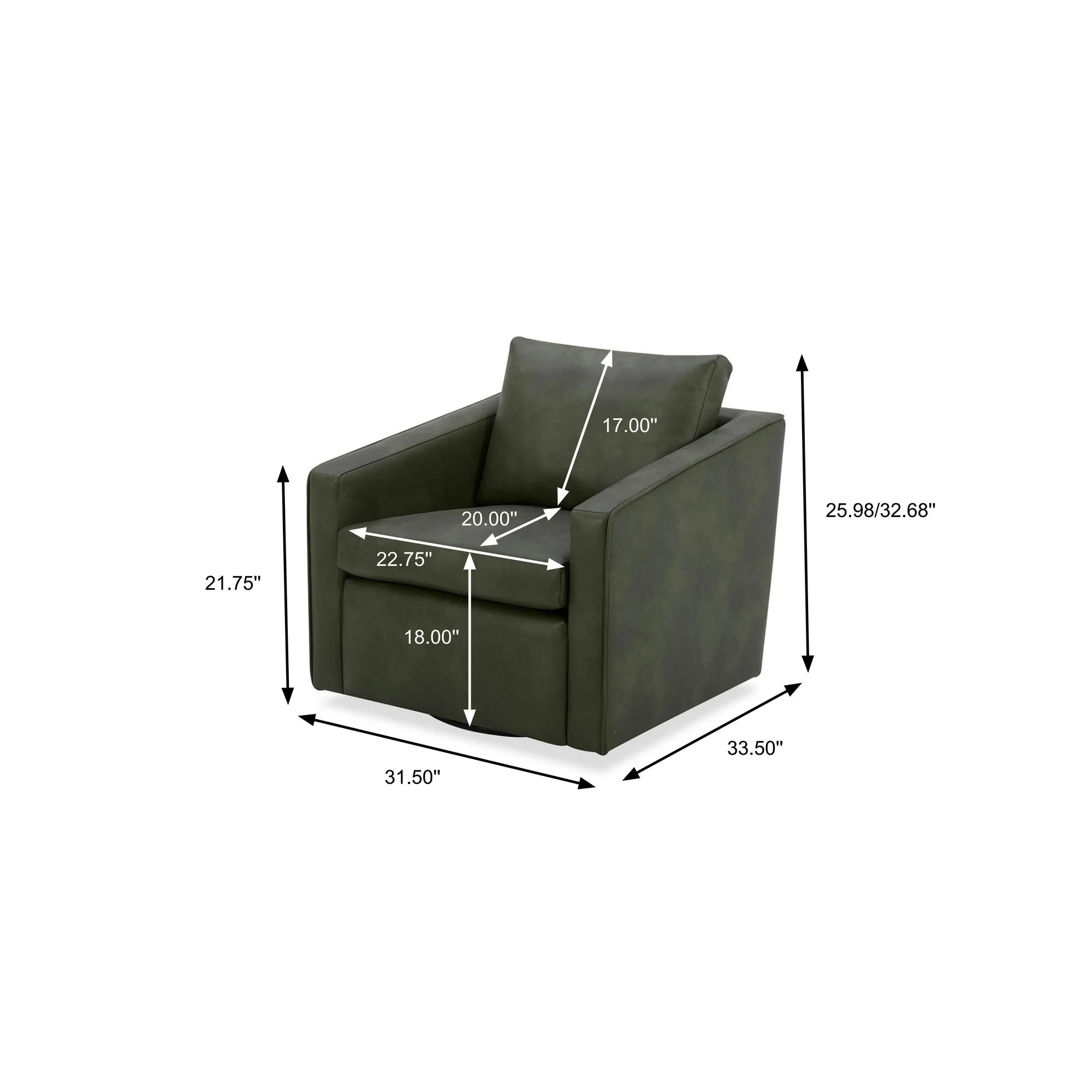 Steele Swivel Accent Chair, Olive Faux Leather - Image 2