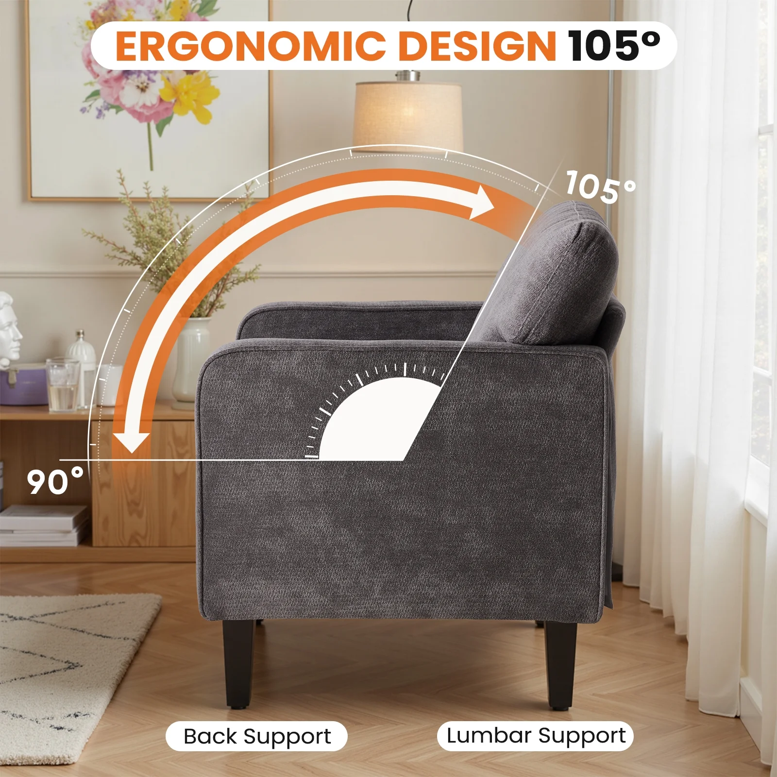 Mid-Century Modern Lounge Chair – Curved Back - Image 3