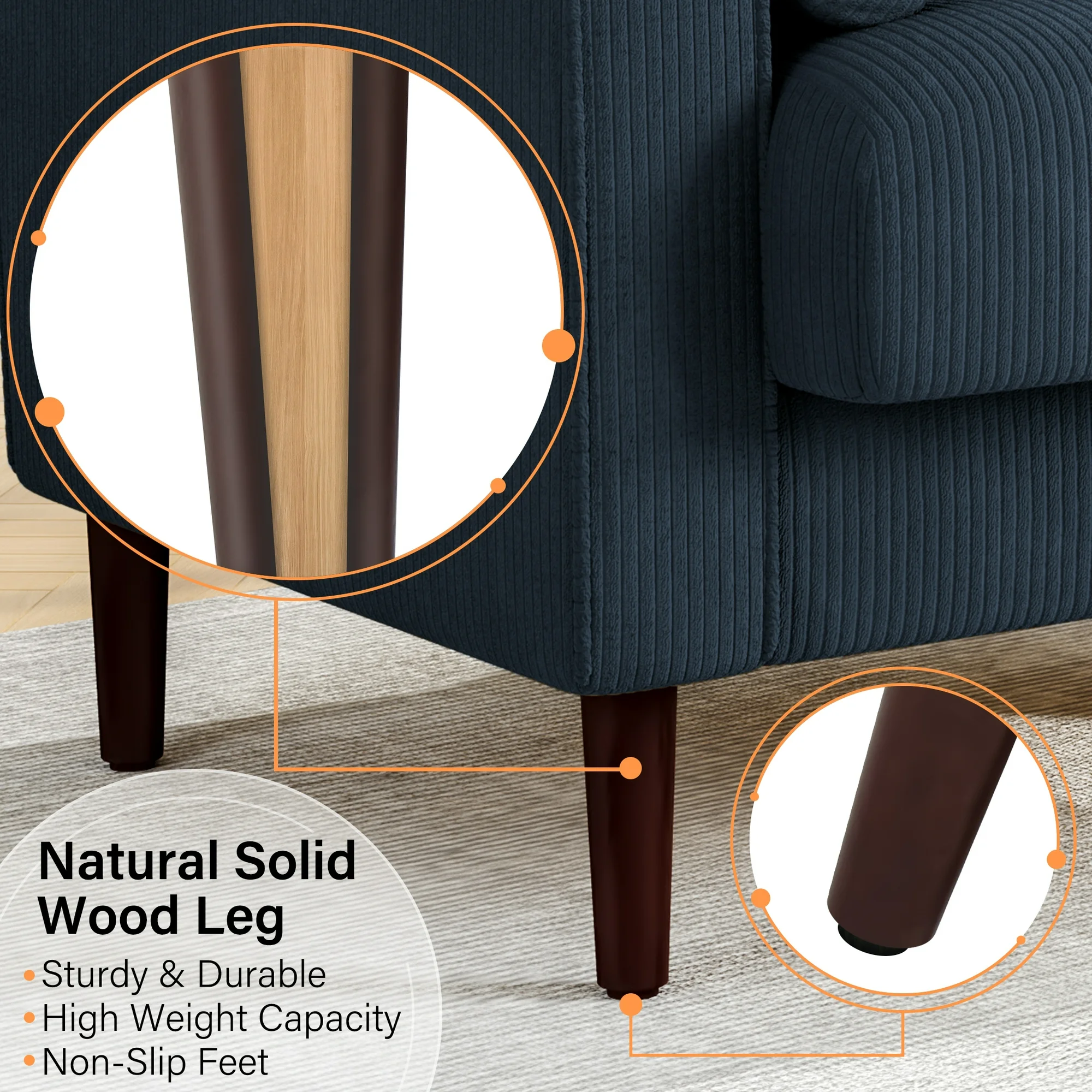 Modern Upholstered Corduroy Accent Chairs - Image 5